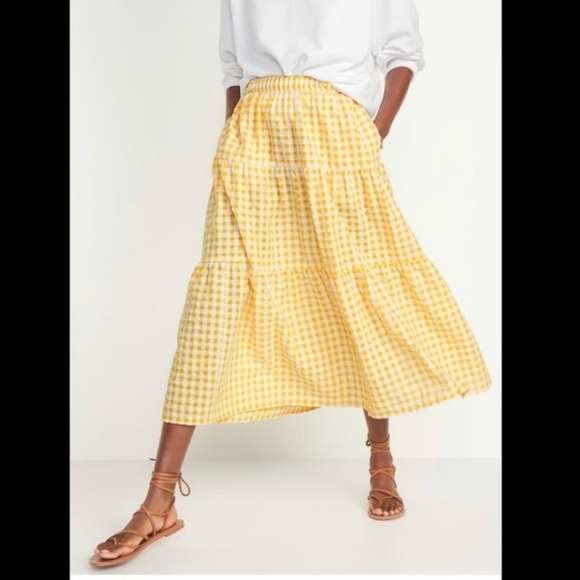 Old Navy Dresses & Skirts - Old Navy Womens Gingham Tiered Maxi Skirt Size 2X Cottagecore Preppy Seersucker